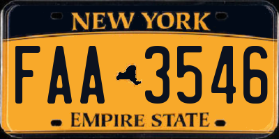 NY license plate FAA3546