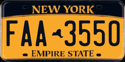 NY license plate FAA3550