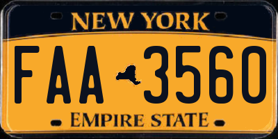 NY license plate FAA3560
