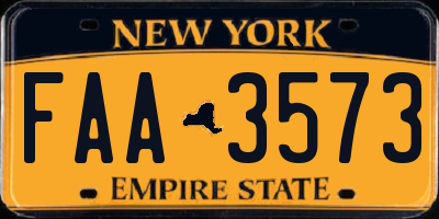 NY license plate FAA3573