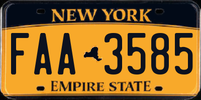 NY license plate FAA3585