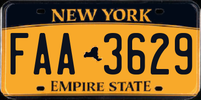 NY license plate FAA3629