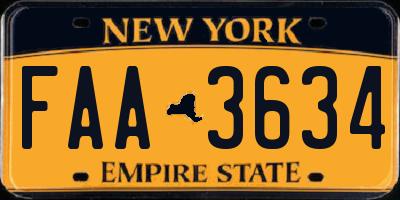NY license plate FAA3634