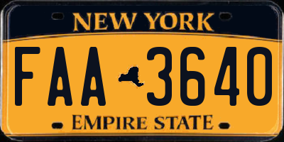 NY license plate FAA3640