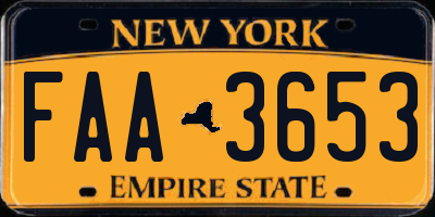 NY license plate FAA3653