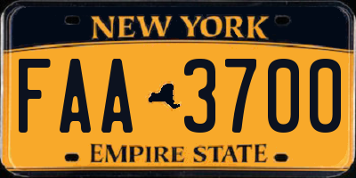 NY license plate FAA3700