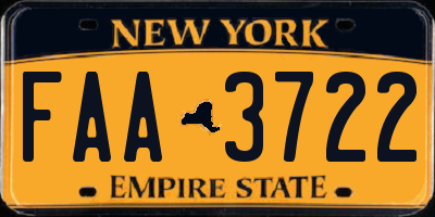 NY license plate FAA3722