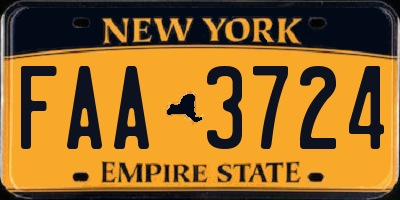 NY license plate FAA3724