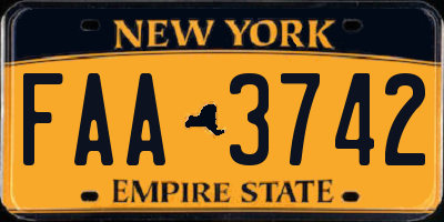 NY license plate FAA3742