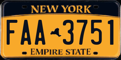 NY license plate FAA3751