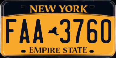 NY license plate FAA3760