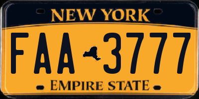 NY license plate FAA3777