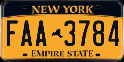 NY license plate FAA3784