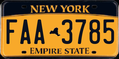 NY license plate FAA3785