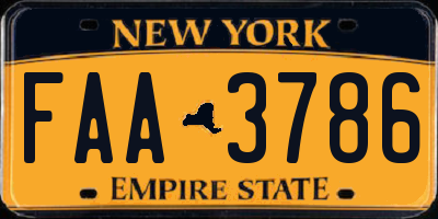 NY license plate FAA3786