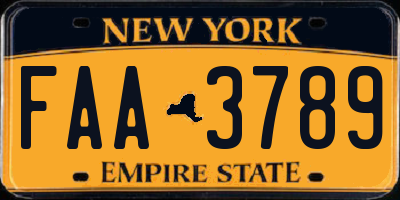 NY license plate FAA3789