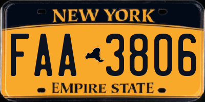 NY license plate FAA3806