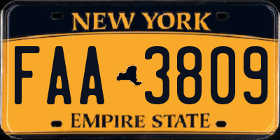 NY license plate FAA3809