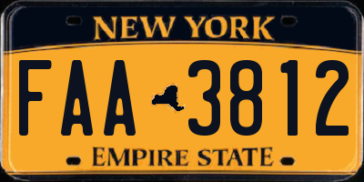 NY license plate FAA3812