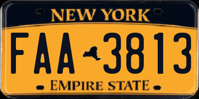 NY license plate FAA3813
