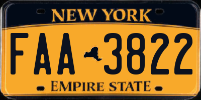 NY license plate FAA3822