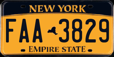 NY license plate FAA3829
