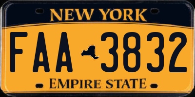 NY license plate FAA3832