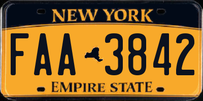 NY license plate FAA3842