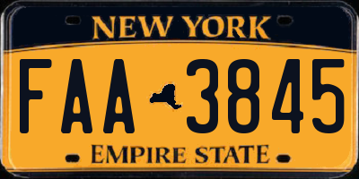 NY license plate FAA3845