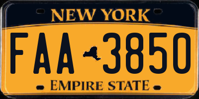NY license plate FAA3850