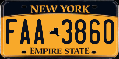NY license plate FAA3860