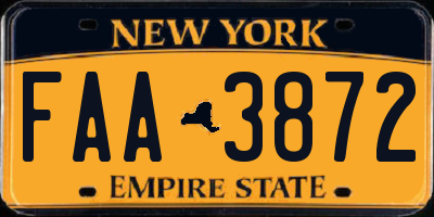 NY license plate FAA3872