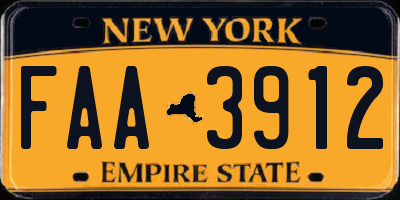 NY license plate FAA3912