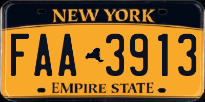 NY license plate FAA3913