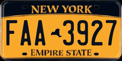 NY license plate FAA3927