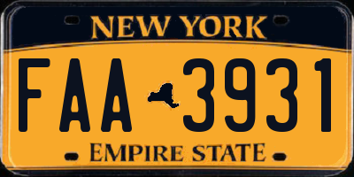 NY license plate FAA3931