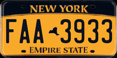 NY license plate FAA3933