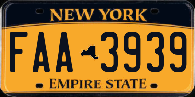 NY license plate FAA3939