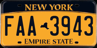 NY license plate FAA3943