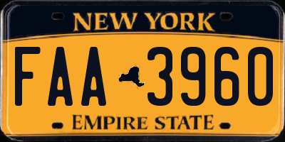 NY license plate FAA3960