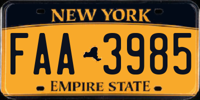 NY license plate FAA3985