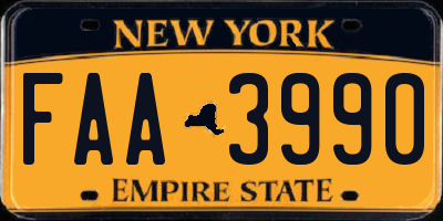 NY license plate FAA3990