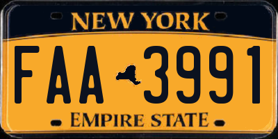 NY license plate FAA3991