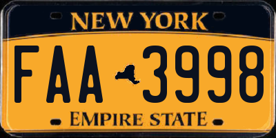 NY license plate FAA3998