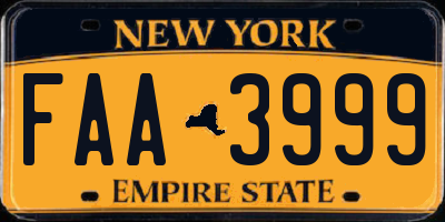 NY license plate FAA3999