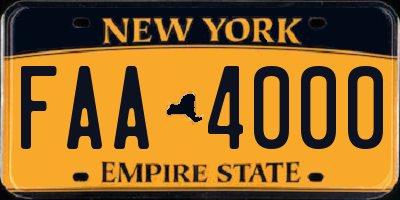 NY license plate FAA4000