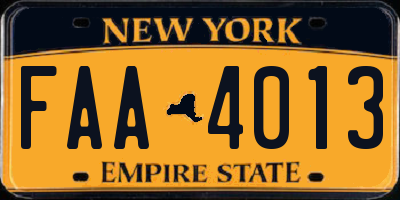 NY license plate FAA4013
