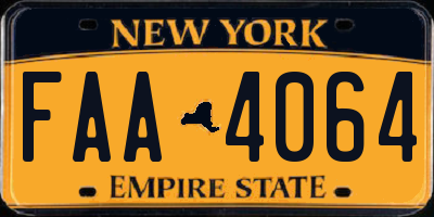 NY license plate FAA4064