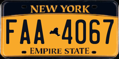 NY license plate FAA4067