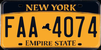 NY license plate FAA4074